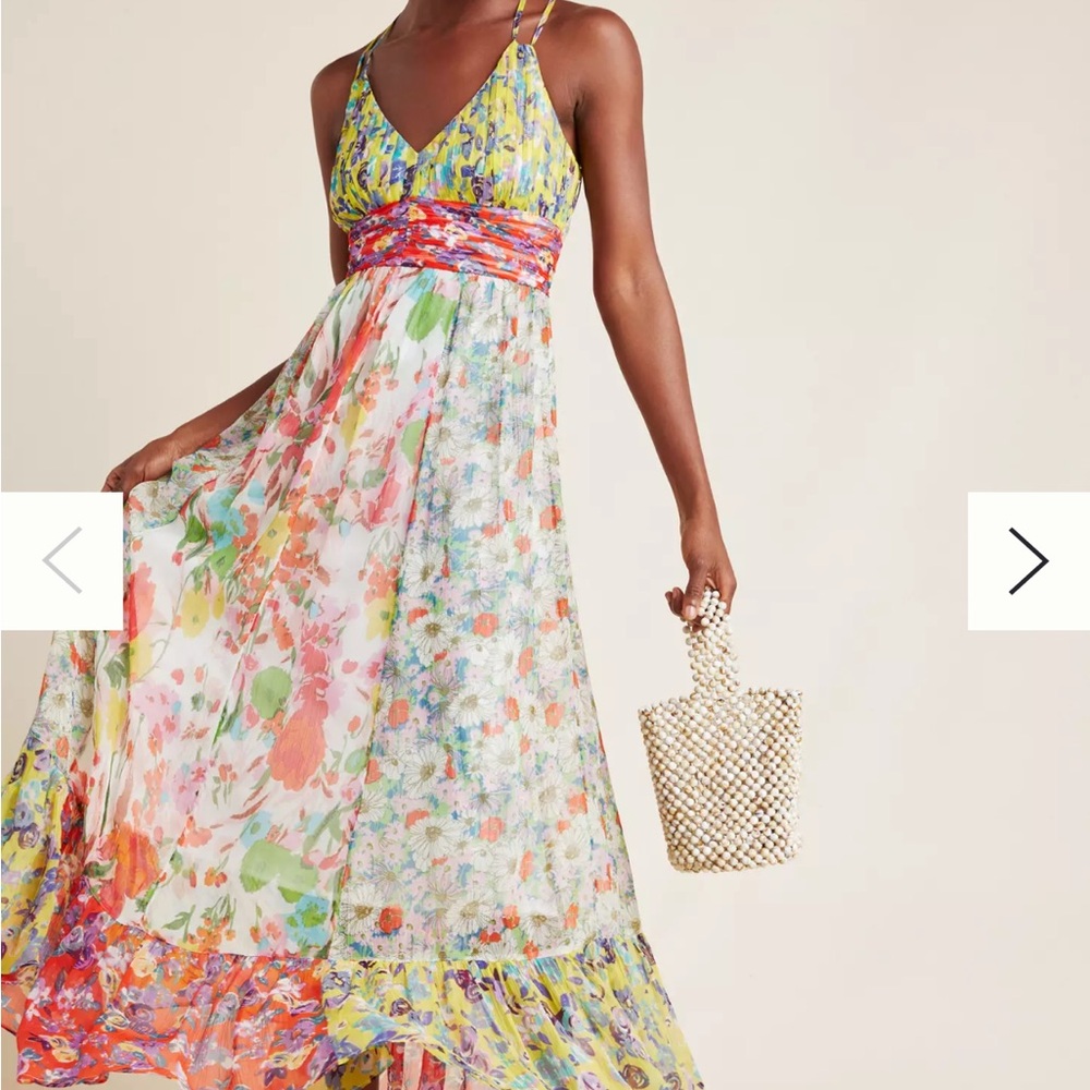 Anthropologie Malibu Floral Maxi Dress Size 8